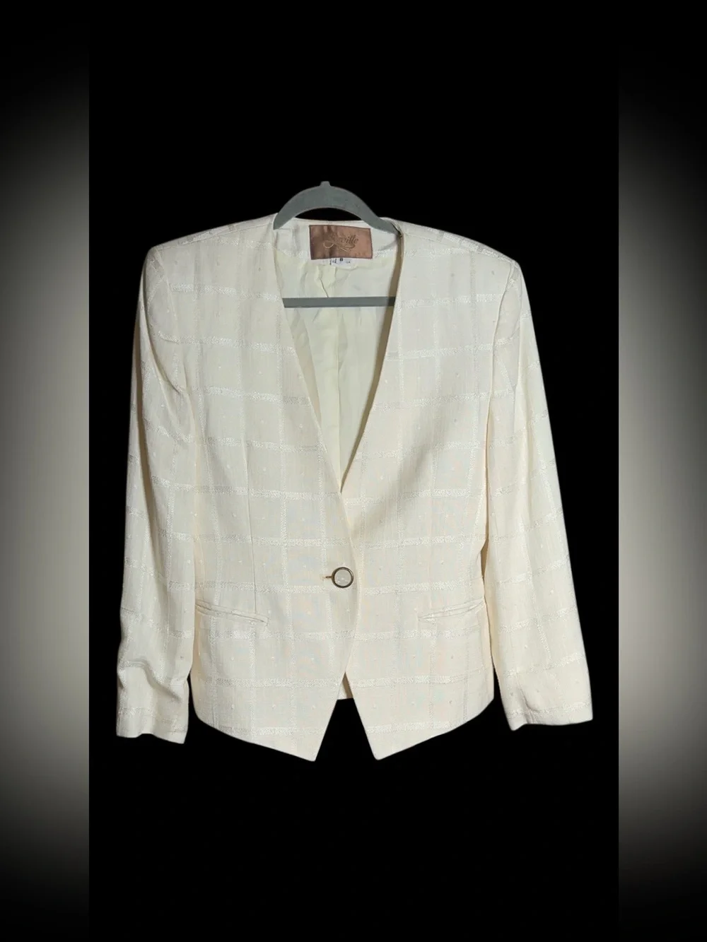 Classic Cream Women's Blazer and Skirt Set - Single-Button Tailored Jacket